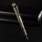 Hongdian M2 Black Forest Mini Fountain Pen, Bent Nib & Sleek Shape Aluminium Short Pocket Travel Pen (Army Green)