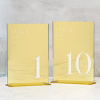 JINMURY Gold Wedding Table Numbers 1-10 with Stands, 5"x7" Gold Mirror Acrylic Table Numbers, Perfect for Wedding Reception, Party, Anniversary, Event