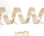LaRibbons Nude Satin Ribbon 3/8 Inch 50 Yards Thin Luxury Double Faced Ivory Silk Ribbon for Flower Bouquet Crafts Gift Wrapping Wedding Bow Christmas Decoration