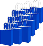 qiqee 50-Packs Diamond Blue Paper Gift Bags with Handles Bulk 11"x8.3"x4.3" Medium Size Paper Bags Multiple Uses