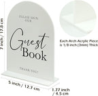 White Arch Acrylic Wedding Sign- 5"x7" Guest Book Sign and Base,1/8" Thick | Modern Calligraphy Arched Acrylic Table Sign for Wedding & Event Party