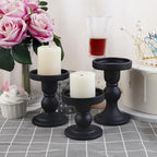 6-Piece Set of Black Glass Candlestick, Crystal Candlestick Holder Holder and Conical Candle, Christmas Candle Holder Decoration, Family Living Room Wedding Candle Holder (black2sets)