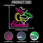 Cocktails Neon Sign, Cocktail Bar LED Neon Light for Wall Decor Dimmable Led Light Up Sign for Home Beer Bar Pub Night Club Party Man Cave Decoration Gift USB Powered(14.2"*7.5")