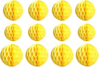 12pcs Honeycomb Balls Decorations - 4'' 8'' 10'' Yellow Honeycomb Flower Pom Poms for Baby Shower, Birthday, Wedding, Nursery Wall Decor