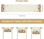 Mushroom Kitchen Table Runner, Gothic Moon Star Plants Witchy Moonlit Flower Butterfly Table Runner for Kitchen Dinner Living Room Drapes, 13x70 Inch White