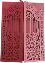 MillaSaw Burgundy Fence Laser Cut Wedding Invitation Card For Marriage Valentine Birthday Party 25 Sets (burgundy, 4.9"x7.1")