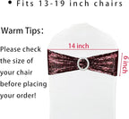 10 Pcs Sequin Chair Sashes Stretch Chair Bands Spandex Polyester Bows for Party Hotel Wedding Banquets Decoration - Burgundy