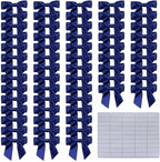 2.5" Hgzgch Dark Blue Satin Ribbon Bow for Gift Wrapping, Premade Bows for Crafts, Cake, Party Favors, Handmade Bows with Double-Sided Tape, Self Adhesive Bows for Presents, Treats, Christmas - 50pcs
