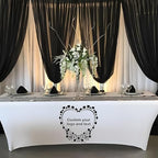 Custom Table Cloth with Business Logo 4FT 5FT 6 FT 8 FT Spandex Customized Table Cover Stretch for Tradeshow Events Birthday Wedding Anniversary Mantel Personalized Table Cloth (8FT)