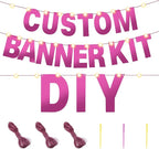 TaoBary 112 Pcs DIY Letter Kit Glitter Customizable Banner Letters Include 107 Letters and Numbers 3 Rope and 2 Needles for Birthday Halloween Christmas Wedding Valentine Party Decor(Bright Pink)