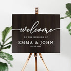Andaz Press Large Wooden Welcome Sign for Wedding, Rustic Welcome Sign 16" x 20" Custom Names & Date, Woodland Wedding Signage, Dark Walnut MDF Wood Finish Wedding Reception Indoor Outdoor Signs