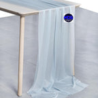 MDS 25 Pack 10ft Chiffon Table Runner 29 x 120 Inches Sheer Wedding Runner Romantic Rustic Table Runner for Wedding Decorations, Birthday Parties, Bridal Shower Party Arch Decor - Baby Blue