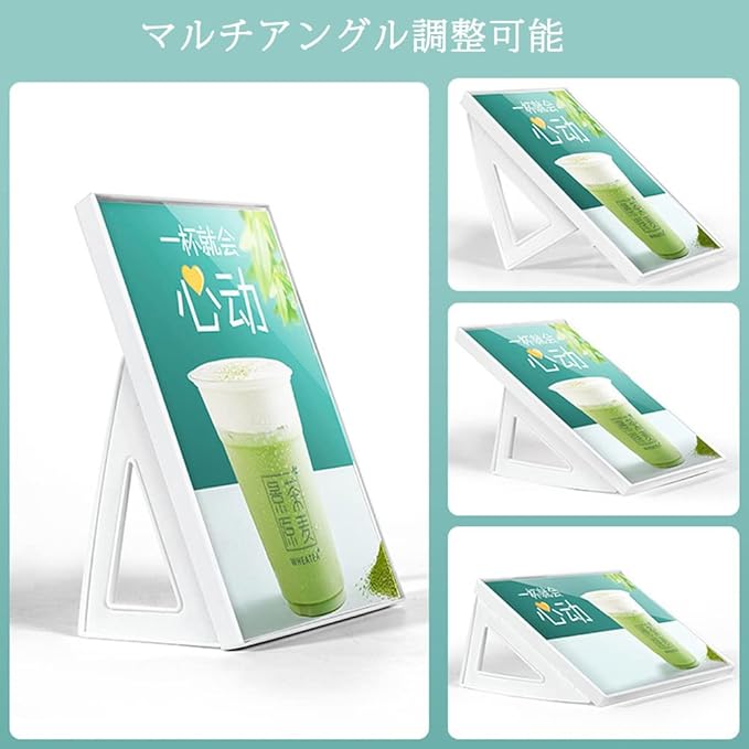 ABS Plastic Sign Holder，Menu Displays L Shape Sign Stand Vertical/Horizontal Use (White A5 148×210mm/5.83×8.27inches)
