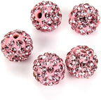 100pcs Adabele Grade A Suncatcher Crystal Rhinestone Pave Loose Beads 8mm Light Rose Pink Polymer Clay Disco Ball Spacers Compatible with Shamballa All Craft Jewelry Making DB8-55