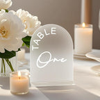 Frosted Arch Wedding Table Numbers 1-15 with Stands, 5x7 Inch Acrylic Arch Sign with Holder for Wedding Reception Table Centerpiece Decoration