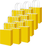 qiqee 50-Packs Bright Yellow Paper Gift Bags with Handles Bulk 13"x10.3"x4.6" Large Size Party Favor Bags Multiple Uses
