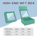 Light Green Gift Boxes with Window,7.5"x7.5"x3.1" Bridesmaid Boxe for Gift Giving,Birthday Gift Box with Magnetic,Closure Lid Gift Boxes for Presents,Cute Boxe,Luxury for Gift Packaging,Gift Box for Wrapping Gifts