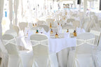 50 Pcs Chair Sashes Sequin Stretch Chair Bands Spandex Polyester Bows for Party Hotel Wedding Banquets Decoration - White