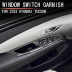 4pcs Carbon Fiber Style Front Rear Doors Window Glass Lift Switch Panel Cover Decorative Sticker Protection Car Interior Accessories for 2022-2024 Hyundai Tucson KT20