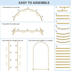 Skypatio 7.2FT Wedding Metal Arch Backdrop Stand with White Backdrop Cover, Balloon Gold Arch Stand for Birthday Party Baby Shower Wedding Decoration Stand for Backdrop