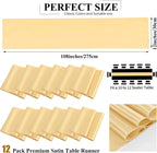 12 Pack Champagne Gold Satin Table Runner,12 x 108 inch Long Premium Smooth Table Runner for Wedding,Banquets,Birthday,Party,Graduation,Engagements,Table Runners fit Rectangle and Round Table