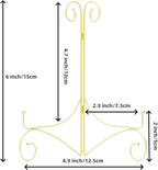 Plate Stand for Display with Hinged Folding Design, 6 Inch Picture Stands for Tables, Small Easels for Displaying Book, Art Piece, Photo and Platter, 6’’ Gold