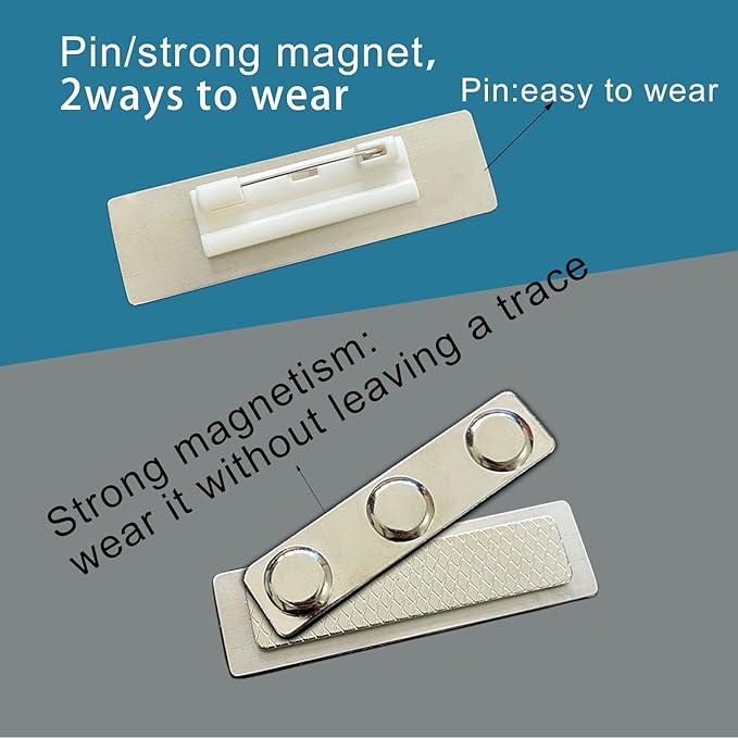 3pcs Stainless Steel Silver Custom Name Tags with Pin or Magnet Adhesive Tape,Personalized,Customizable Name Tags,Custom ID Badge for Employee,Workers,Cops, Nurses, Doctors,Teachers(Silver x 3)