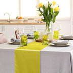Aneco 12 Pack Satin Table Runner 12 x 108 Inch Yellow Long Wedding Satin Silk Table Runner for Wedding Banquet Graduations Birthday Party Decoration