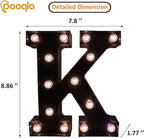 Decorative LED Illuminated Letter Marquee Sign - Alphabet Marquee Letters with Lights For Wedding Birthday Party Christmas Night Light Lamp Home Bar Decoration K, Black