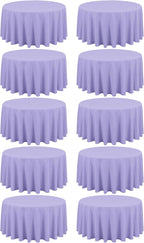 10 Pack Lavender Round Tablecloths - 120 Inch, Polyester Table Cover, Stain and Wrinkle Resistant Washable Fabric Table Cloth for Wedding Banquet Parties
