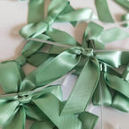 50pcs 2-1/2" Vanilla Green Satin Ribbon Bows with Twist Ties Celadon Satin Ribbon Bows for Candy Party Decoration Gift Packing Wrapping Accessories(2.5“,Vanilla)