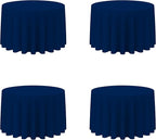 BRILLMAX 4 Pack Navy Blue Round Tablecloths 108 Inch - Circle Bulk Linen Polyester Fabric Washable Table Cloth Cover for Wedding Reception Banquet Birthday Party Buffet Restaurant
