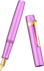 Hongdian M2 Black Forest Mini Fountain Pen, Long Blade Nib & Sleek Shape Aluminium Short Pocket Travel Pen (Lilac Purple)
