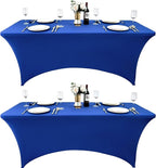 2-Pack 4ft Spandex Table Covers for Rectangular Folding Tables - Wrinkle Resistant Stretch Tight Table Cloths - Ultimate Fitted Table Protector for Parties, Banquet, and Wedding