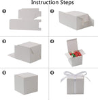 COTOPHER 100pcs Wedding Favor Boxes, Paper Gift Boxes 3x3x3 Inches Small Gift Boxes with Ribbons Small Boxes for Gifts, Crafting, Cupcake, Candy, Bridesmaid Proposal Boxes，Easy Assemble Boxes (White)