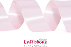 LaRibbons 1 1/2 Inch 50 Yard Double Faced Satin Ribbon,Light Pink Satin Craft Fabric Ribbon for Gift Wrapping Floral Bouquets Wedding Party Decoration
