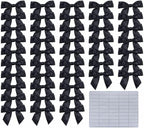 2.5" Hgzgch Black Satin Ribbon Bow for Gift Wrapping, Premade Bows for Crafts, Cake, Party Favors, Handmade Bows with Double-Sided Tape, Self Adhesive Gift Bows for Presents, Treats, Christmas - 50pcs
