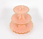 3-Tier Cupcake Stand, Pink Cake Stand Holder, Lace Tiered DIY Cupcake Stand Tower for Dessert Table Displays, Birthday Theme Party Favors Decoration, Floral Tea Party, 12" W x 12.8" H