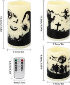 12-Pack Halloween-Flameless Led Pillar Candles，Remote Control and Timer Functions,