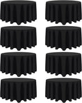 8 Pack Black Round Tablecloth 120 Inch Black Table Cloth Stain and Wrinkle Resistant Reusable and Washable Polyester Fabric Table Covers for Buffet Wedding Party and Banquet