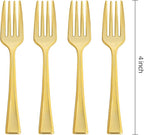 N9R 300PCS Gold Plastic Mini Forks, 4 Inches – Heavy Duty Disposable Cocktail, Dessert & Appetizer Forks, Elegant Party Serving Utensils for Tastings, Finger Foods, Weddings, Events