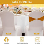 Kinlop 50 Pcs Spandex Chair Sashes Bows Chair BB0C3V65Z6Tands Slider Sashes for Covers Elastic Bands Ties Without Buckle Decorations for Wedding Party Events Ceremony Birthday(Mustard Yellow)