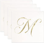 Gift Boutique 100 Gold Monogram Cocktail Napkins Letter M Disposable Paper Pack Elegant Metallic Golden Foil Hand Napkin for Powder Room Wedding Holiday Birthday Party Baby Shower Decorative Towels