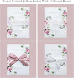 PONATIA 50 PCS Vellum Jackets for 5x7 Invitation Cards - Dusty Rose Flowers Vellum Sleeves, Transparent Gift Card Jackets