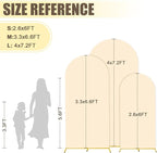 MODFUNS Arch Backdrop Stand and Cover Set of 3 Gold Wedding Arch Stand 6&6.6&7.2ft Beige Arches Cover Chiara Backdrop Stand for Party Birthday Banquet Wedding Arched Frame