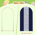 Navy Blue Arch Cover 7.2ft Lace Arched Backdrop Cover Dark Blue Chiara Arch Frame Back Drop Cover Spandex Wedding Arch Stand Fabric Navy Rustic Vintage Party Baby Shower Birthday Decorations