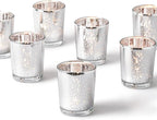 Homemory 12 Pcs Silver Votive Candle Holders, Mercury Glass Candle Holder, Tealight Candle Holders for Table Centerpieces, Baby Shower, Party, Anniversary, Wedding, Home Decor, Halloween, Christmas