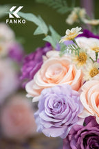 FANKO Rose Artificial Flowers Combo for DIY, Fake Purple Rose Artificial Silk Flowers with Greenery, Real Looking Artificial Faux Flowers for Wedding, Table Decoration, Centerpieces, Party, Home Décor