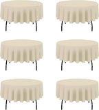 BRILLMAX 6 Pack Beige Round Tablecloths 90 Inch - Circle Bulk Linen Polyester Fabric Washable Table Cloth Cover for Wedding Reception Banquet Birthday Party Buffet Restaurant
