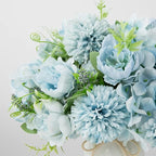 LESING Artificial Peony with Vase Silk Flowers Bouquets Fake Hydrangea Bulks for Home Table Centerpieces Wedding Decoration(Blue-1)